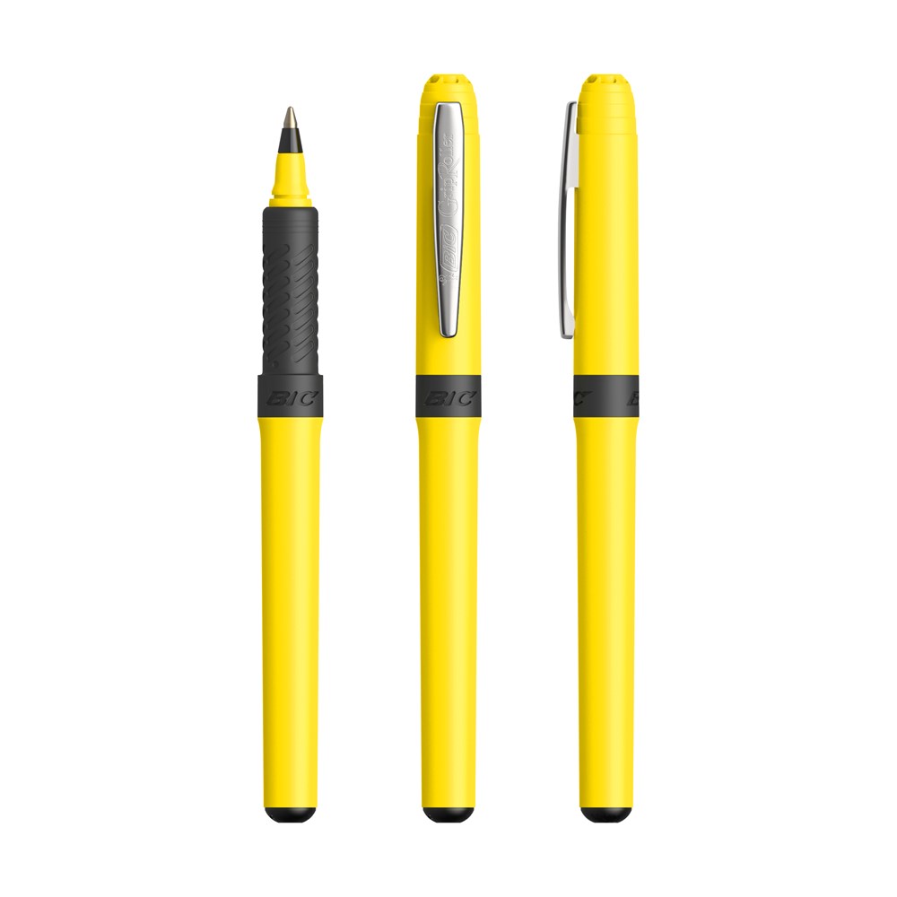 BIC® Grip Roller Gelb / Chrom / Schwarze Tinte