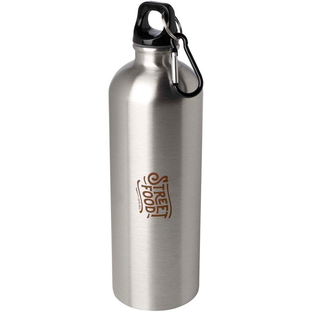 Bouteille d'eau Oregon de 750 ml simple paroi en acier recyclé certifié RCS avec mousqueton Argent