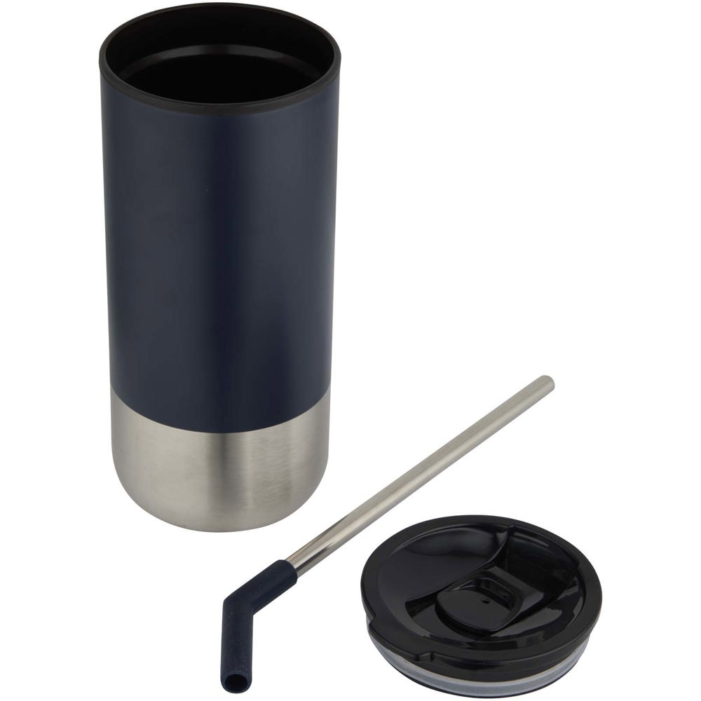 Gobelet isotherme Grayson 480 ml certifié RCS avec paille en silicone Marine