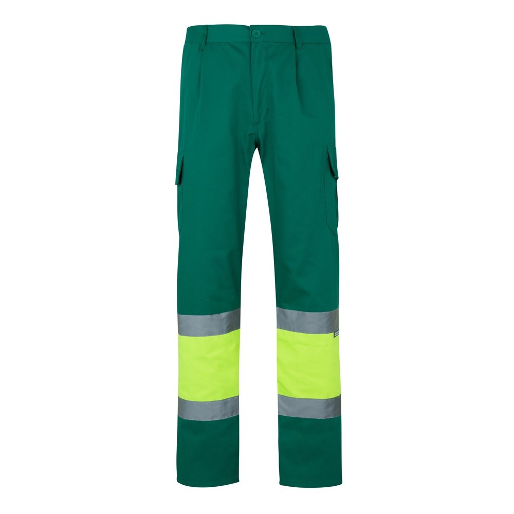 VL POSEIDON LARGE Zweifarbige Twill-Hose mit mehreren Taschen (210 g/m²), aus Baumwolle (20%) und Polyester (80%) Grün, Gelb