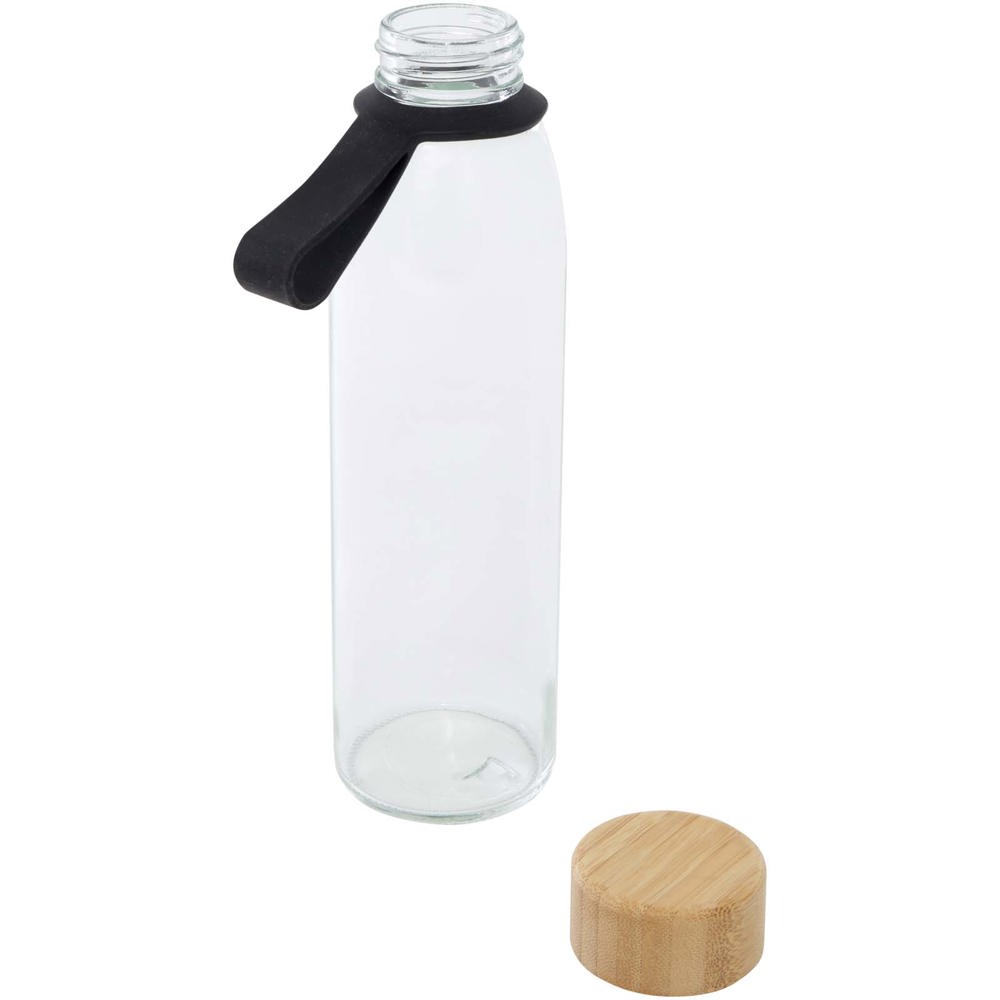 Porto 500 ml Glas-Flasche mit Silikongriff und Bambusdeckel schwarz
