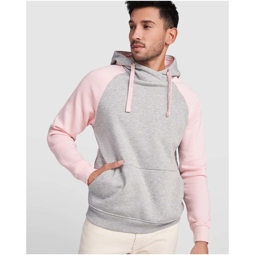 Badet zweifarbiger Kapuzenpullover Unisex Navy Blue, heather grau