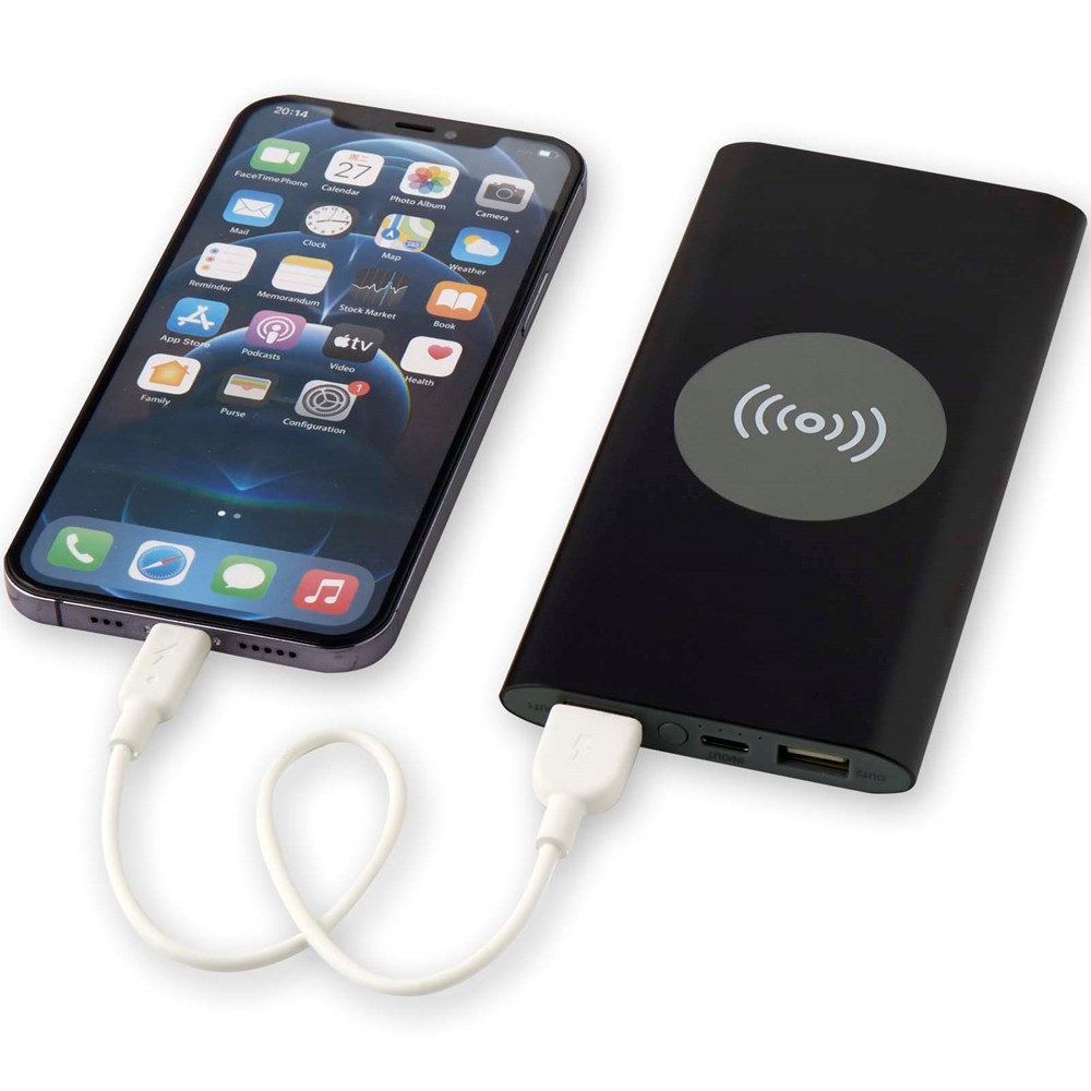 Juice 8000 mAh Typ-C kabellose Powerbank aus recyceltem Aluminium schwarz