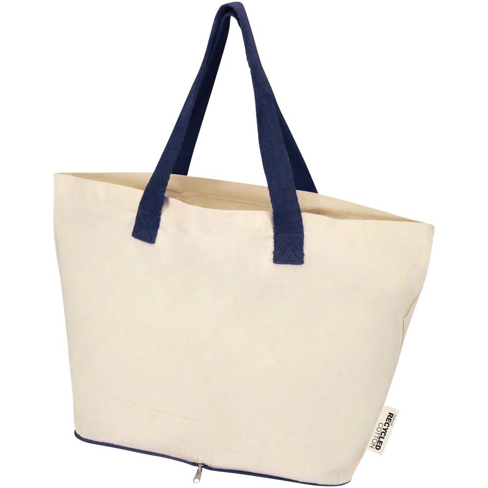 Sac shopping Sierra pliable en coton recyclé GRS 140 g/m2 7 L Naturel, Marine