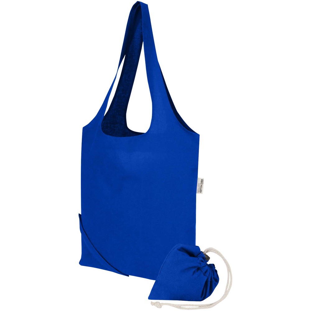 Madras Blend 140 g/m², GRS-zertifizierte, faltbare Baumwoll Tragetasche, 7 l royalblau