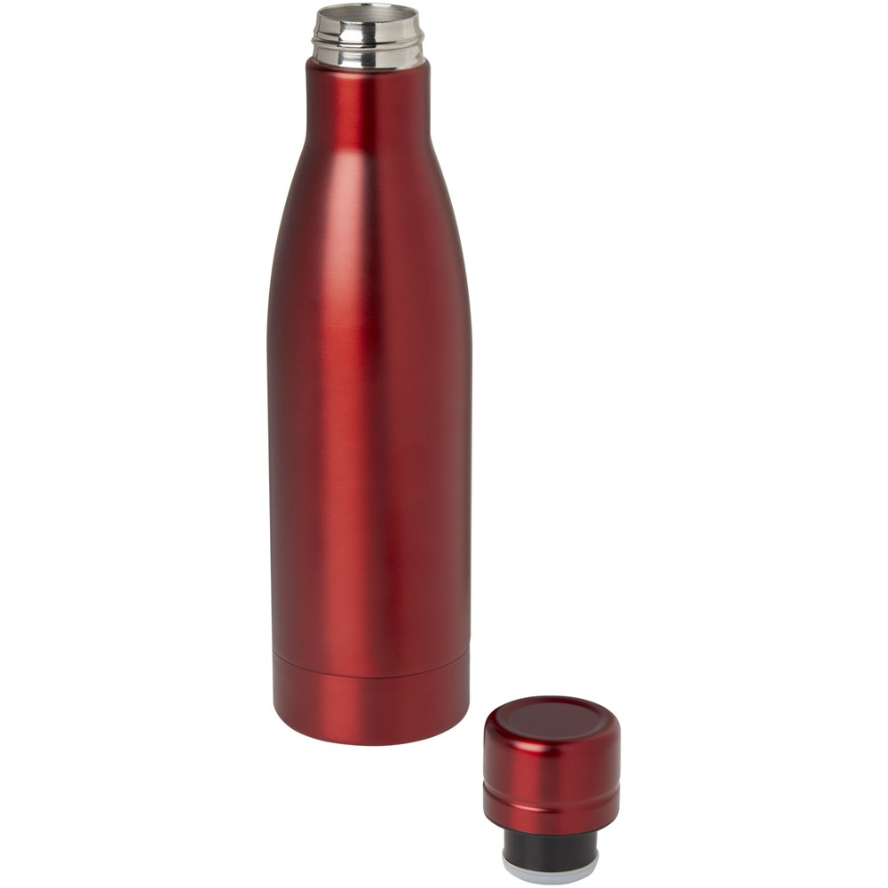 Bouteille isotherme Vasa en acier inoxydable recyclé certifié RCS de 500 ml avec isolation par le vide et couche de cuivre Rouge