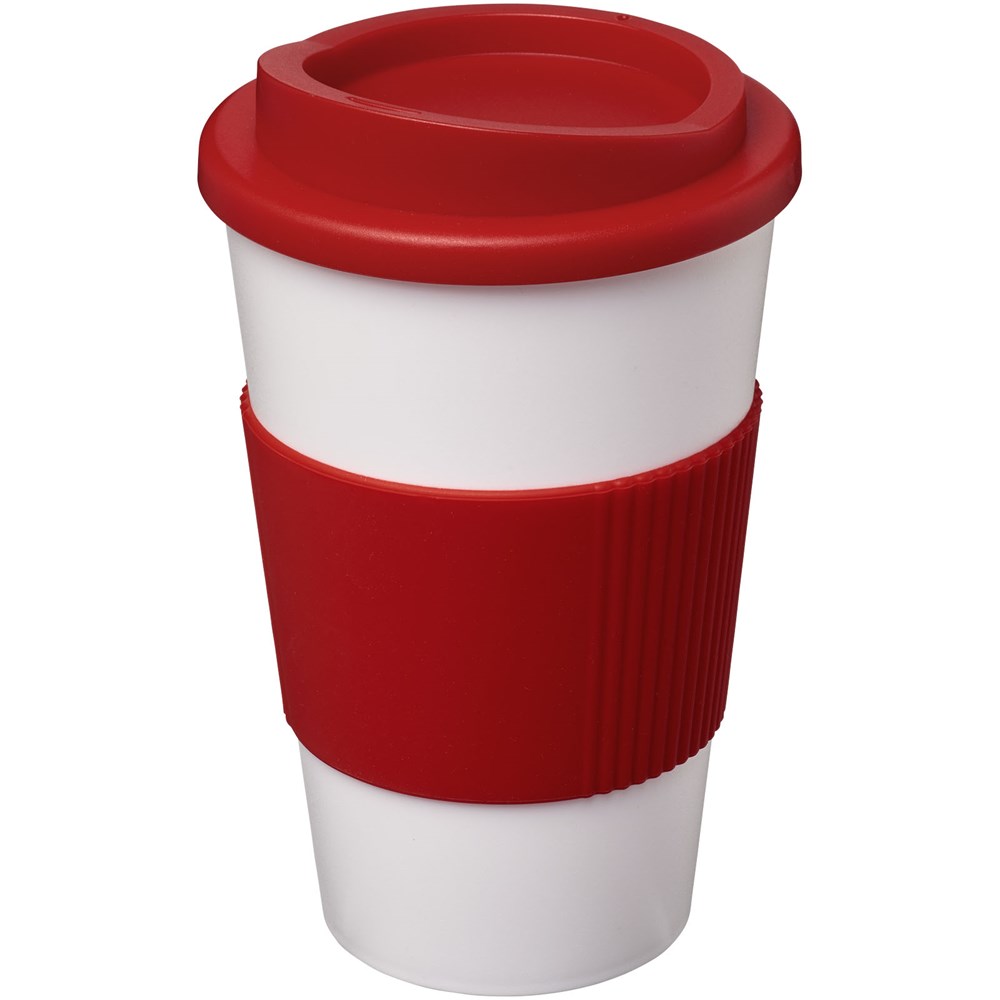 Americano® 350 ml Isolierbecher mit Schutzring rot, weiss