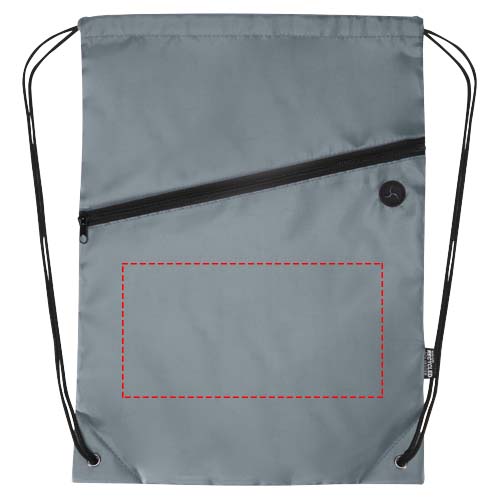 Sac à cordon Oriole en RPET avec poche avant zippée, 5 L gris