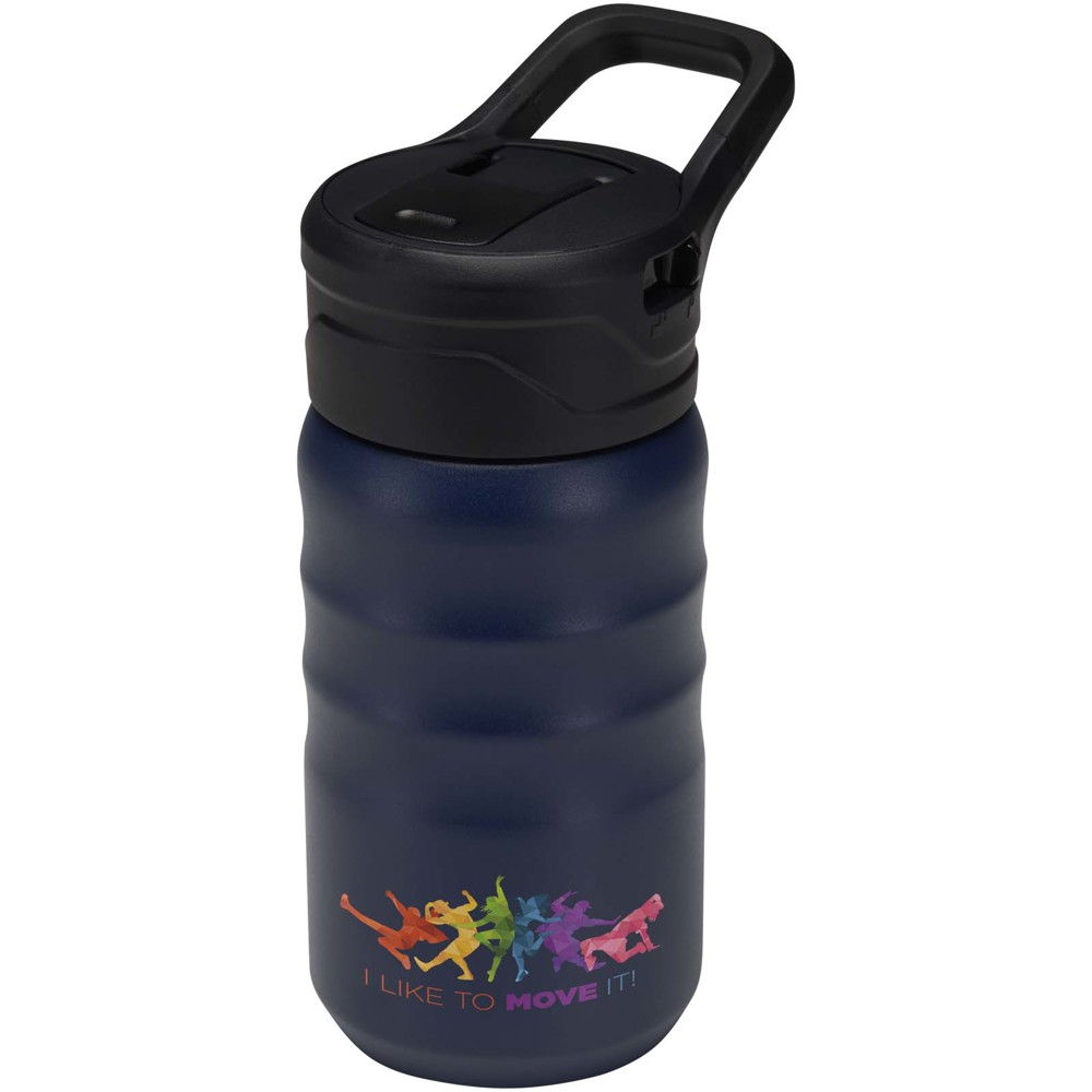 Gourde de sport Knox 350 ml en acier inoxydable à double paroi recyclé RCS avec paille rabattable Marine