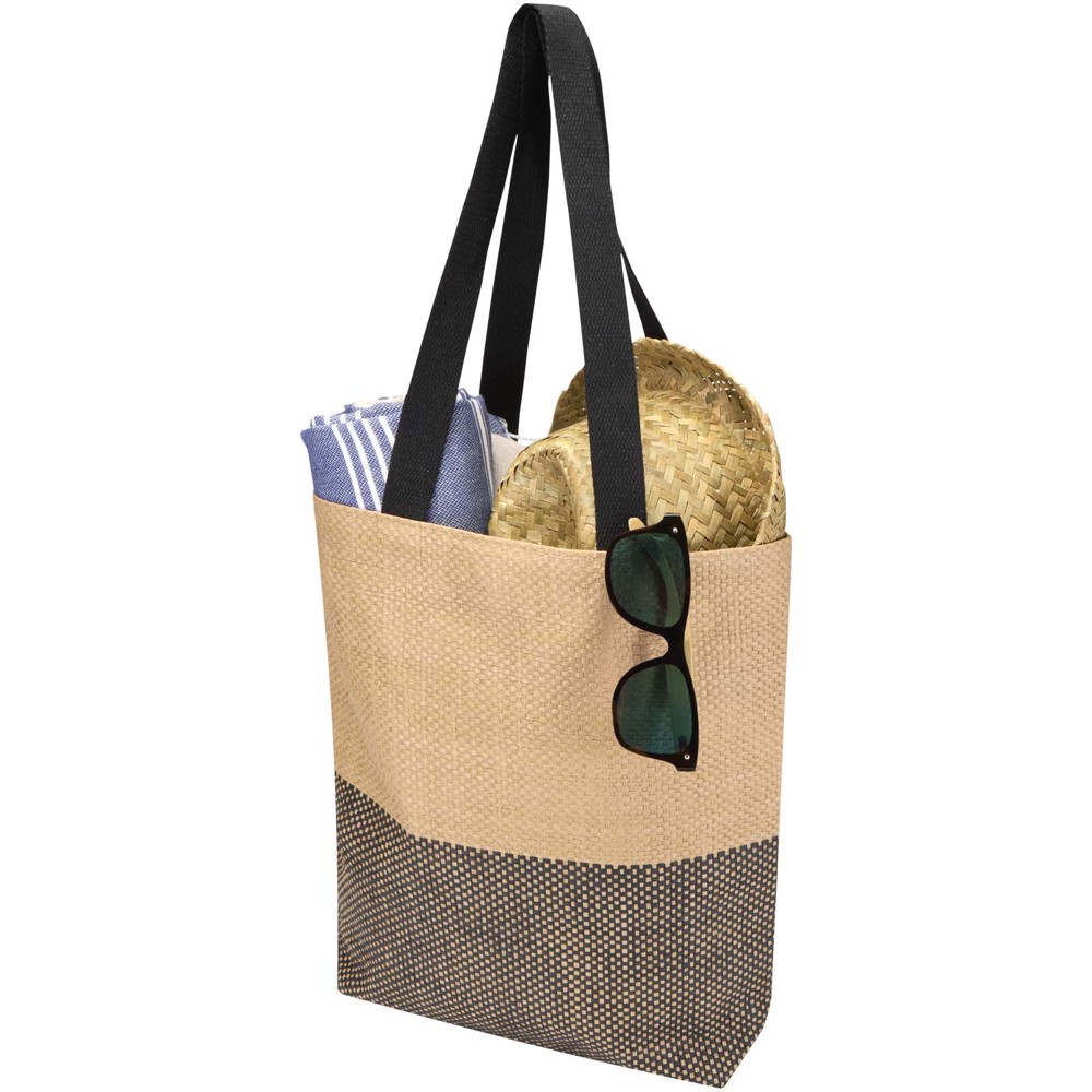 Sac fourre-tout en papier paille Rhythm, 10 L noir