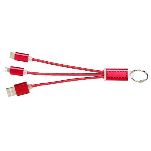Metal 3-in-1 Ladekabel mit Schlüsselanhänger rot