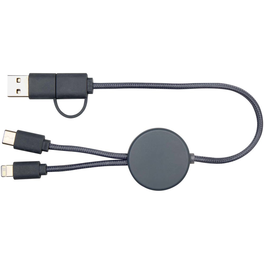 Câble 5 en 1 Citala en plastique recyclé de 30 cm pour la synchronisation des données et la charge rapide de 27 W Hale Blue