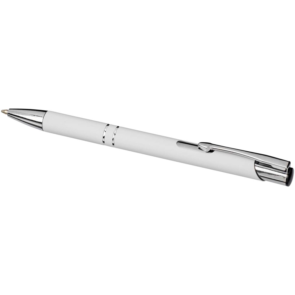 Stylo bille rétractable doux au toucher Moneta (encre noire) Blanc