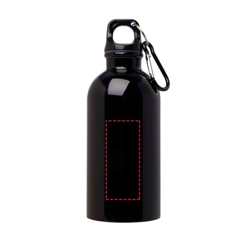 Bouteille d'eau Oregon de 400 ml simple paroi en acier recyclé certifié RCS avec mousqueton Noir