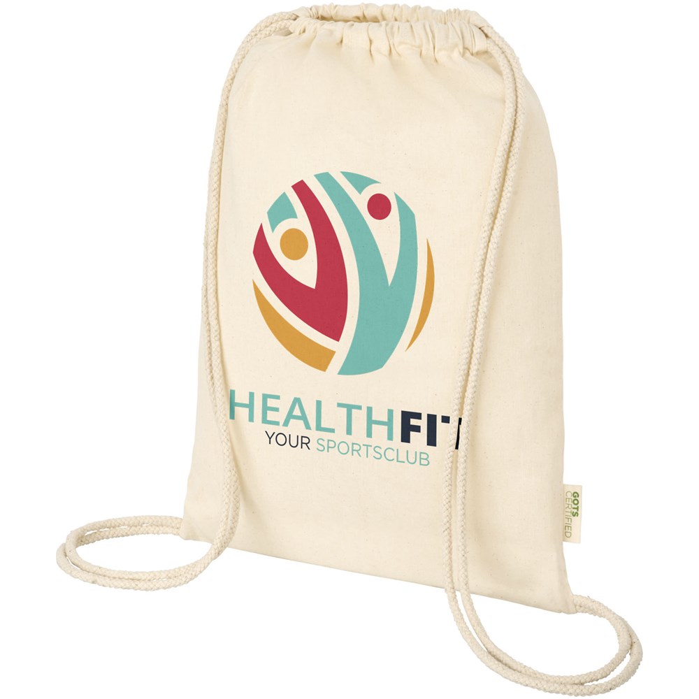 Sac à dos avec cordon en coton organique Orissa 140 g/m² 5L Naturel