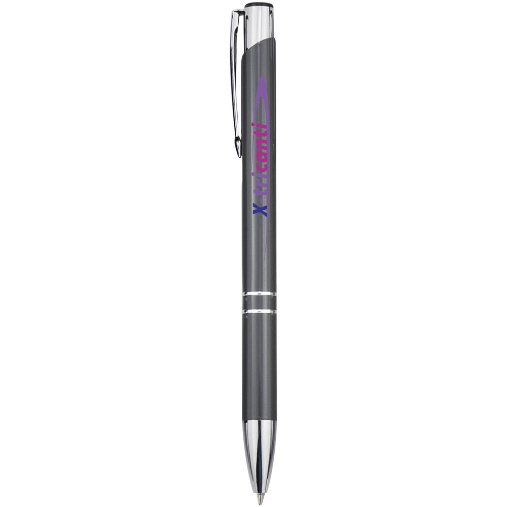 Stylo bille rétractable en aluminium Moneta (encre bleue) Gris