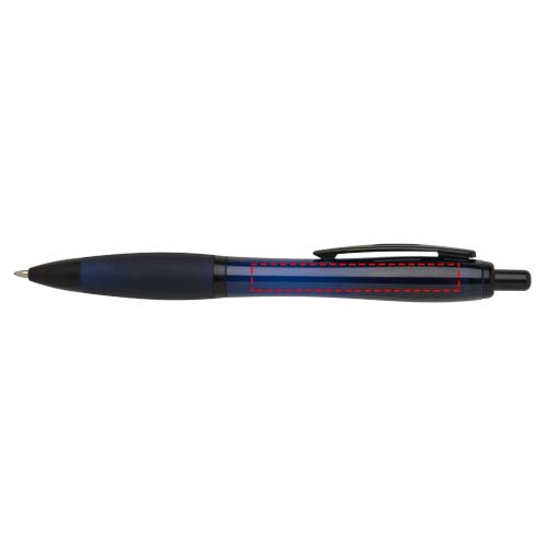 Stylo bille Nash en plastique recyclé avec garnitures noires (encre noire) Navy Blue