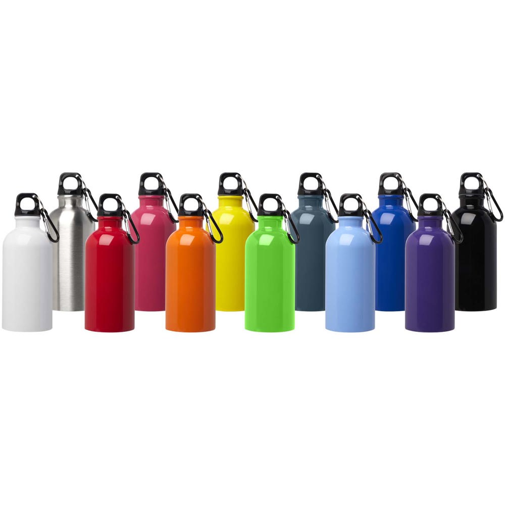 Bouteille d'eau Oregon de 400 ml simple paroi en acier recyclé certifié RCS avec mousqueton Vert pomme