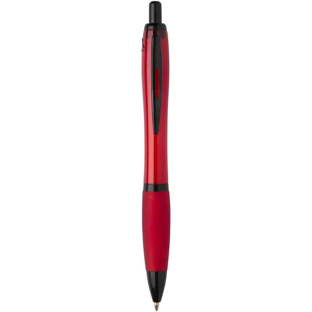 Stylo bille Nash en plastique recyclé avec garnitures noires (encre noire) rouge