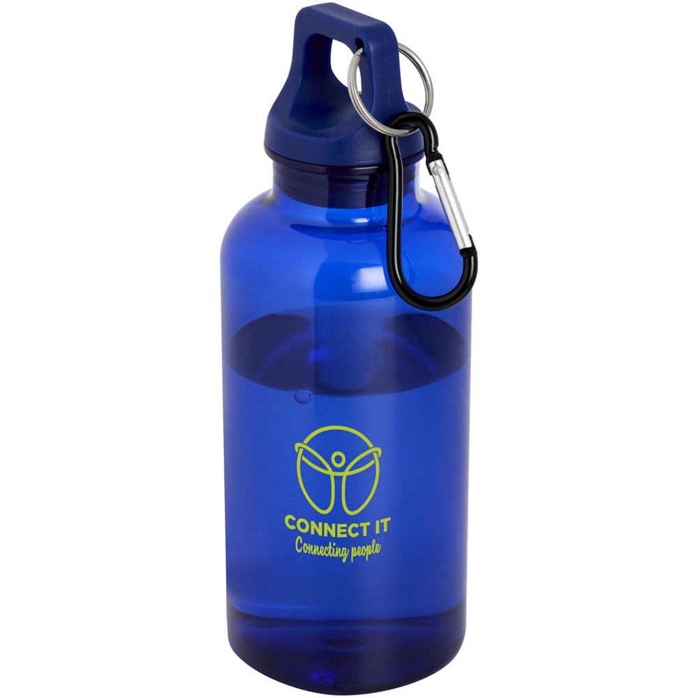 Bouteille d'eau Oregon de 400 ml en plastique recyclé avec mousqueton Bleu