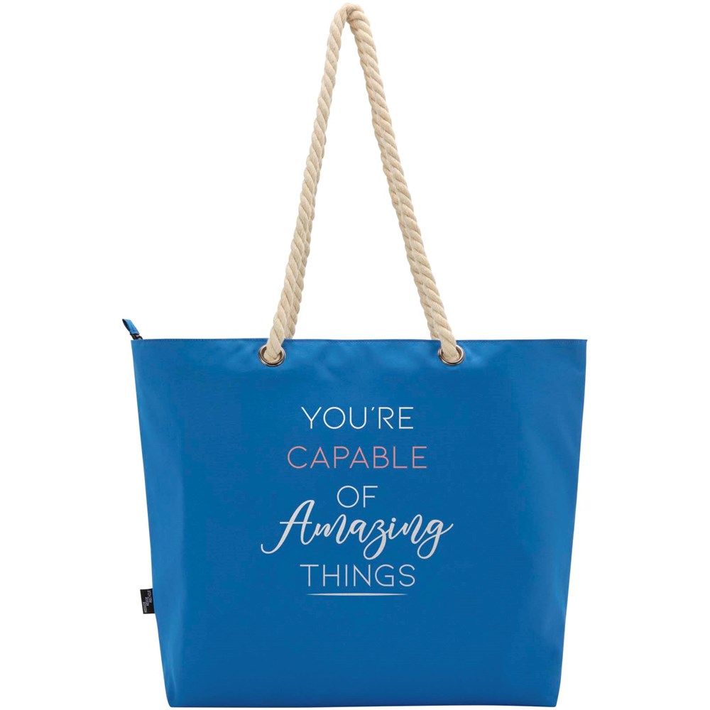Panama Strandkühltasche mit Kordelgriffen aus recyceltem GRS-Material, 23L royalblau