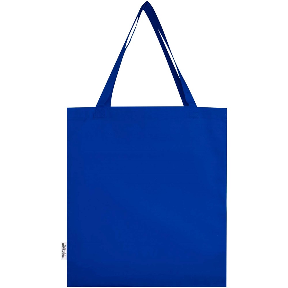 Madras 140 g/m² Baumwoll Tragetasche mit Seitenfalten aus GRS recycelter Baumwolle royalblau