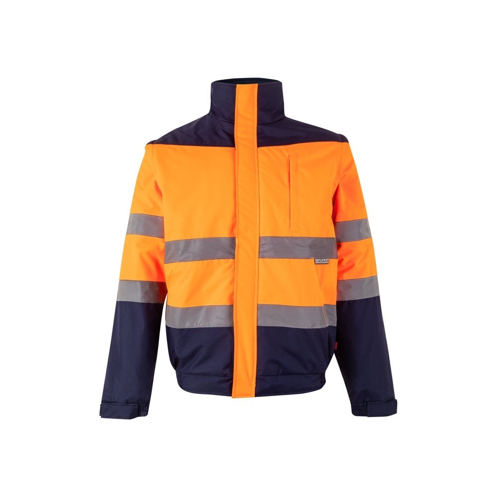 VL JUPITER Zweifarbige Steppjacke (180g/m²) aus Polyester (100%) mit PU-Beschichtung Marineblau, Orange