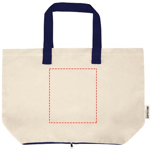 Sac shopping Sierra pliable en coton recyclé GRS 140 g/m2 7 L Naturel, Marine