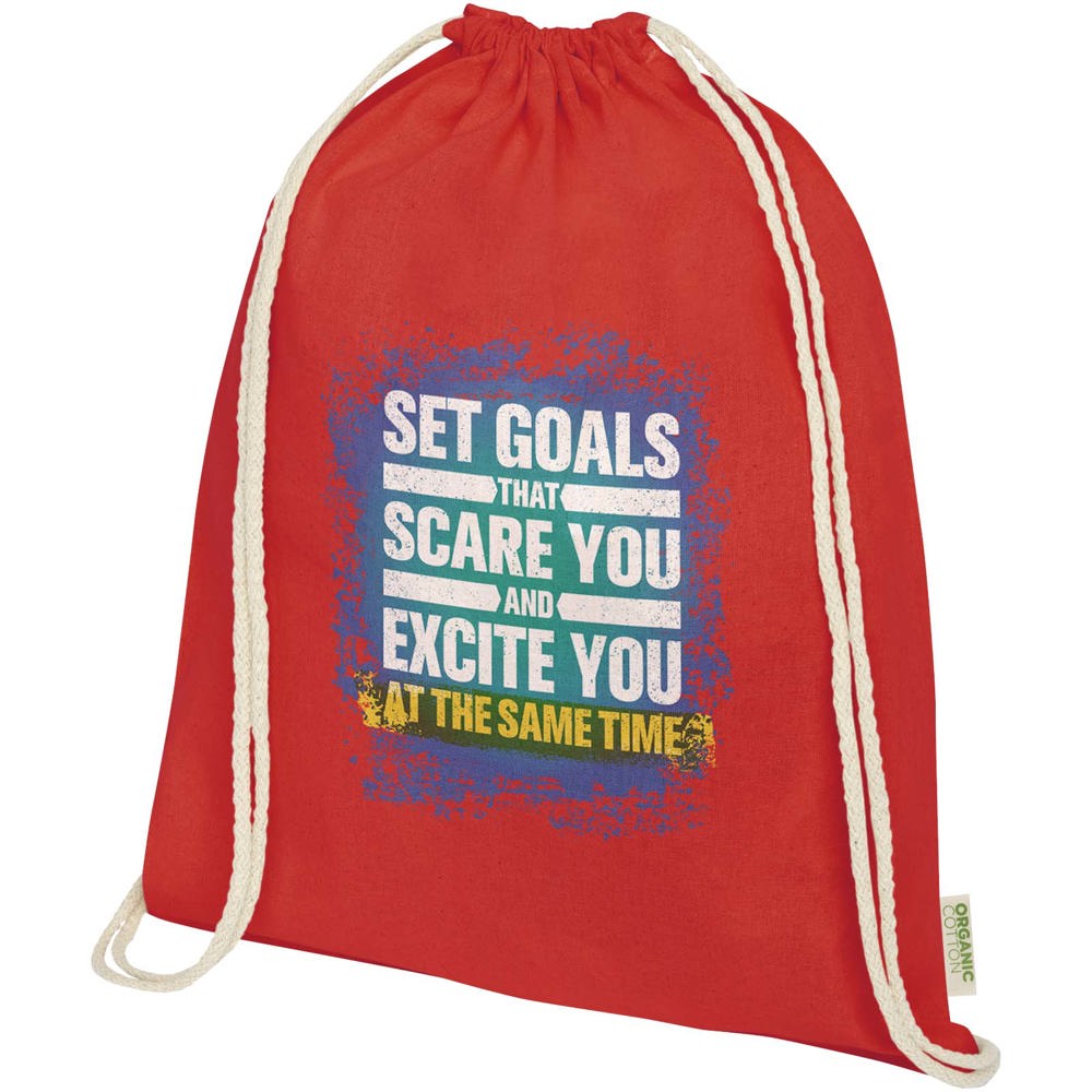 Sac refermable à cordon Odisha de 5 L bio certifié OCS 140 g/m² rouge