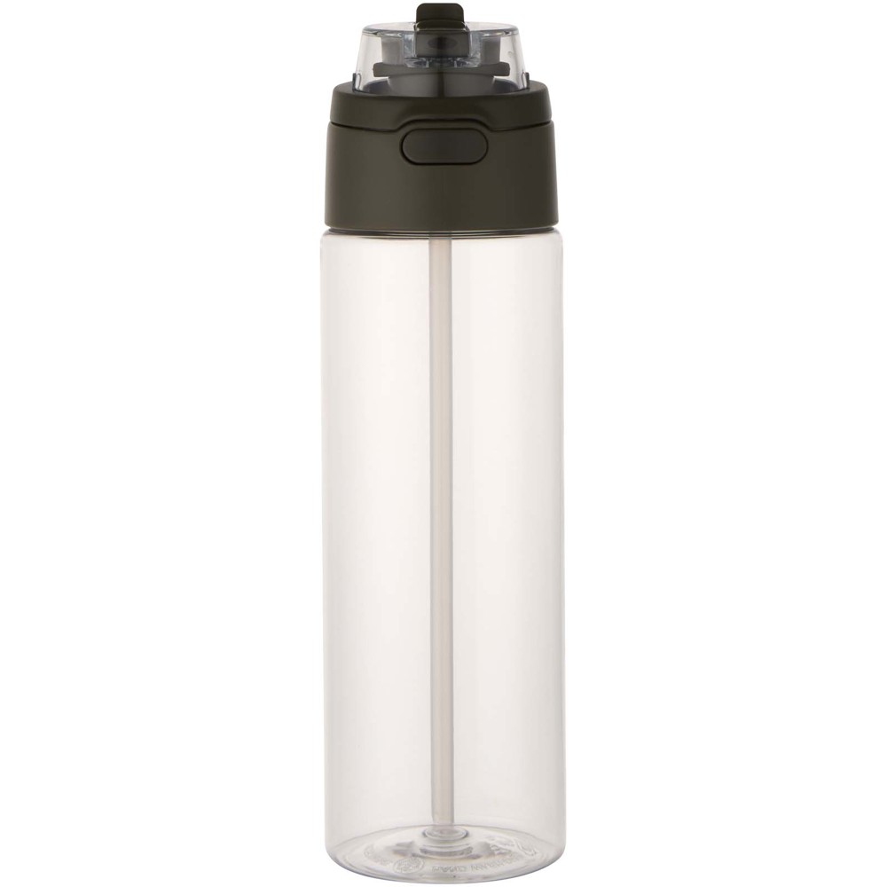 Bouteille d'eau Theron de 700 ml en plastique recyclé RCS, avec bouchon double fonction et paille rabattable Vert forêt