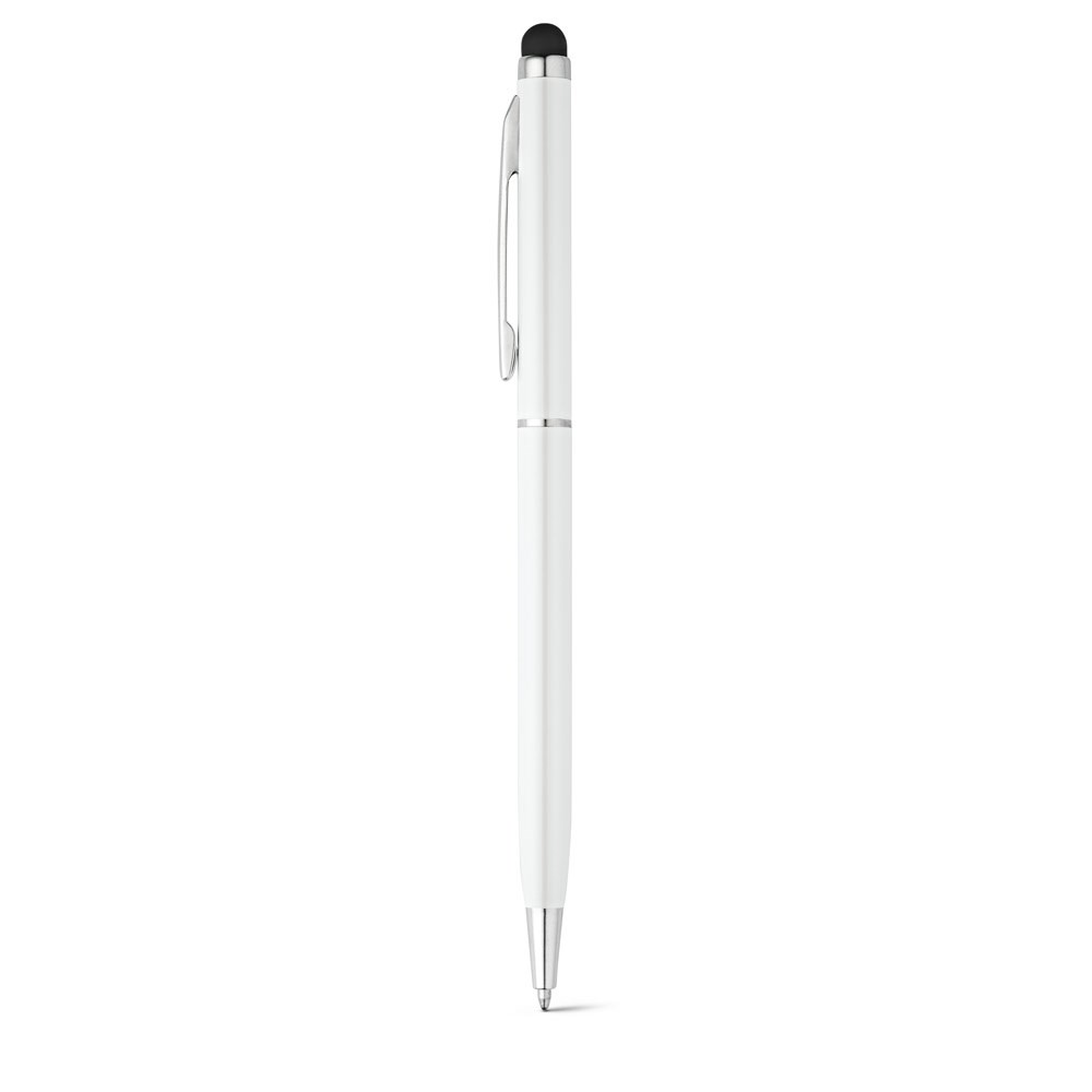 ZOE Stylo en aluminium avec mécanisme twist et embout tactile blanc