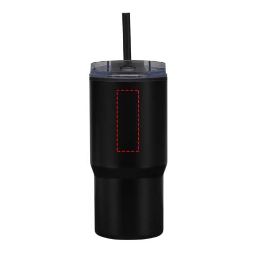 Gobelet isotherme à double paroi Westin 540 ml en RCS recyclé, avec paille Noir