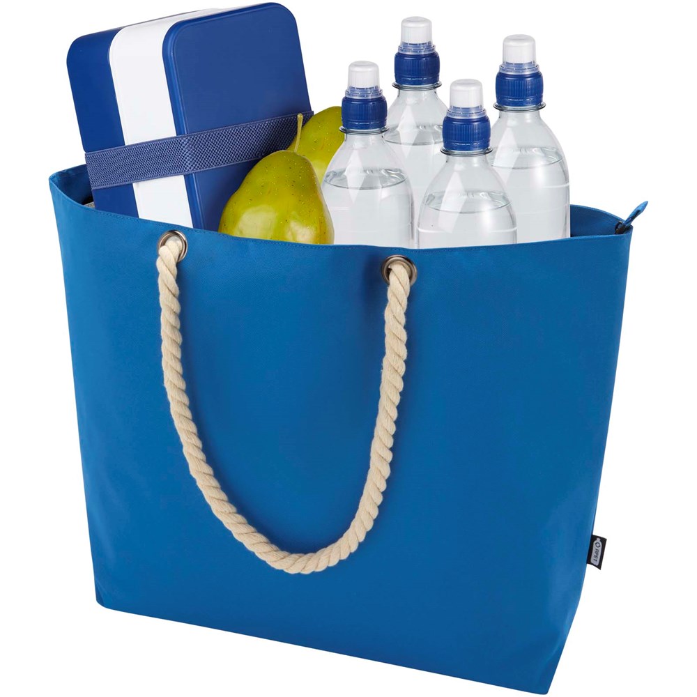 Panama Strandkühltasche mit Kordelgriffen aus recyceltem GRS-Material, 23L royalblau