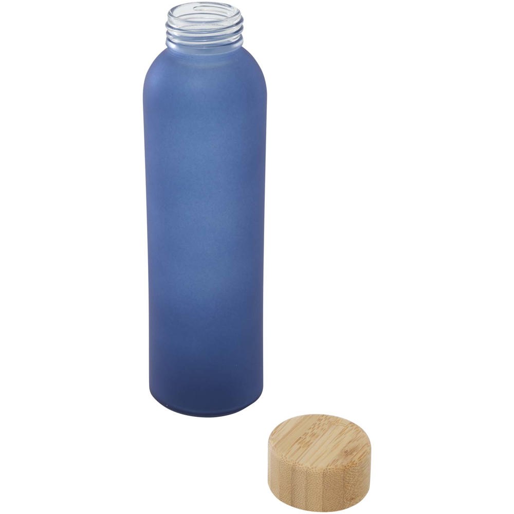 Lume 500 ml Flasche aus mattiertem Kalknatronglas mit Bambusdeckel Ozeanblau