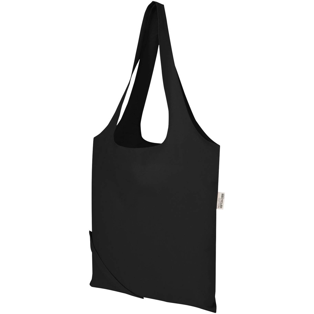 Madras Blend 140 g/m², GRS-zertifizierte, faltbare Baumwoll Tragetasche, 7 l Schwarz