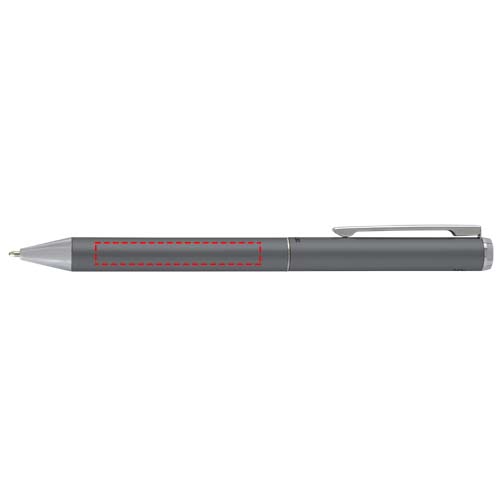 Lucetto Set mit Kugelschreiber und Tintenroller aus recyceltem Aluminium (schwarze Mine) grau