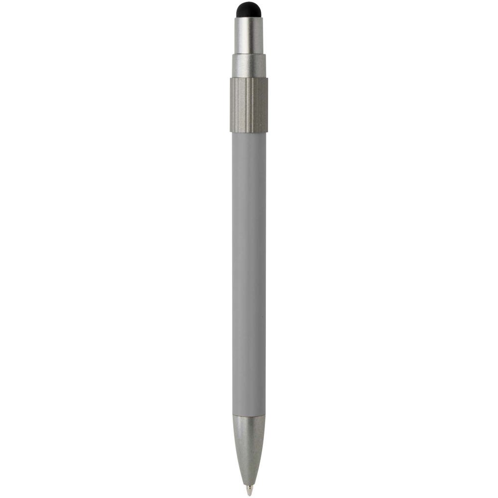 Stylo bille recyclé RCS avec stylet et toupie antistress (encre bleue) Rill Gris