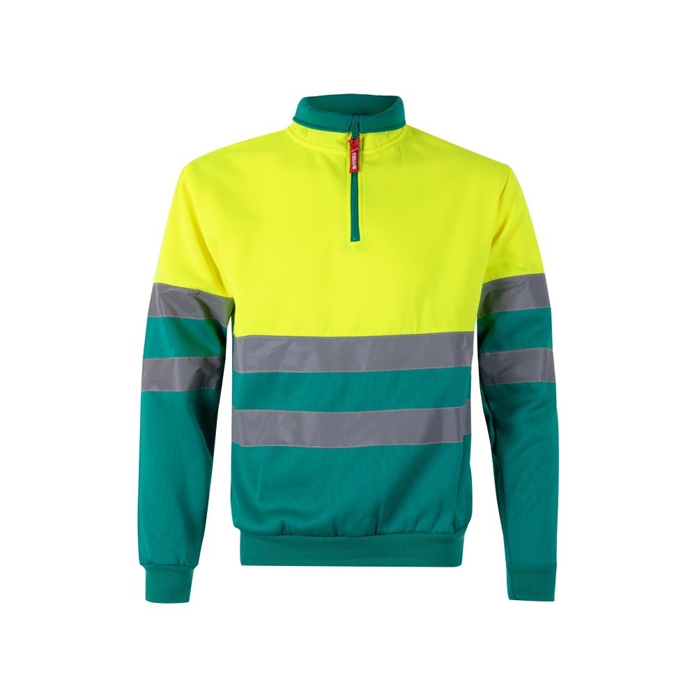 VL THOR LARGE Zweifarbiges Sweatshirt (300g/m²) aus Polyester-Fleece (100%) Grün, Gelb