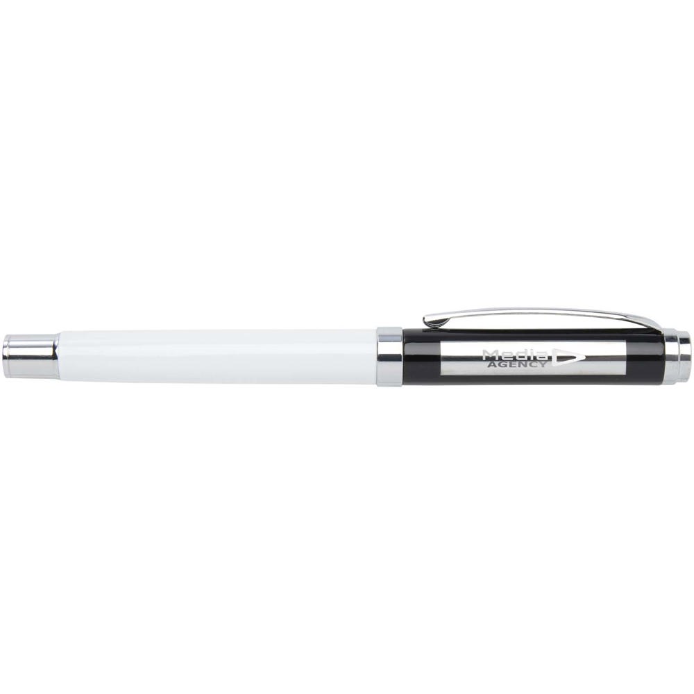 Ensemble carnet à couverture rigide A5 et stylo roller Legato Elegance Blanc, Noir