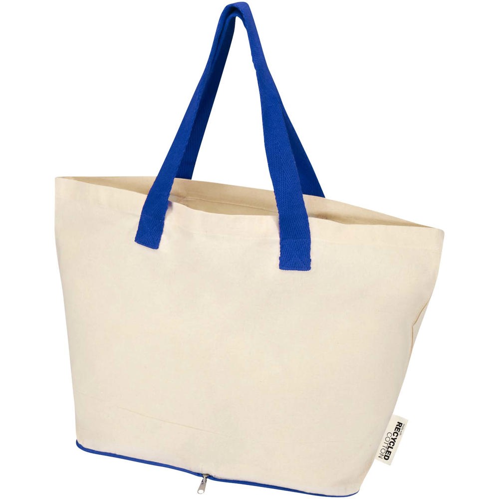 Sac shopping Sierra pliable en coton recyclé GRS 140 g/m2 7 L Naturel, Bleu royal