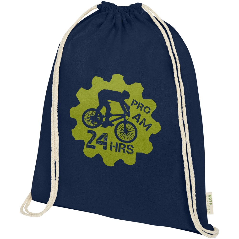 Sac à dos avec cordon en coton organique Orissa 140 g/m² 5L Marine
