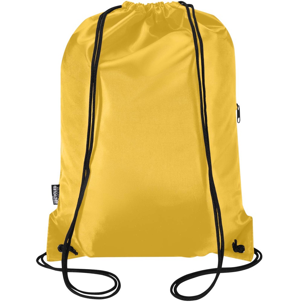 Sac à cordon Oriole en RPET avec poche avant zippée, 5 L jaune