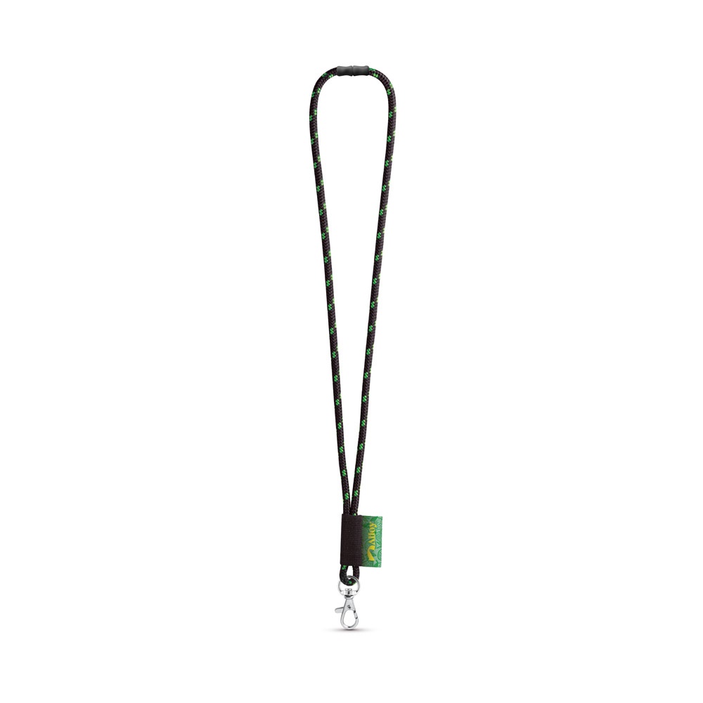 MANSFIELD SET Lanyard NAUTIC Long (Ø 7 mm) mit 9 mm Schnappkarabiner und Ø 7 mm Sicherheitsverschluss Schwarz, Grün