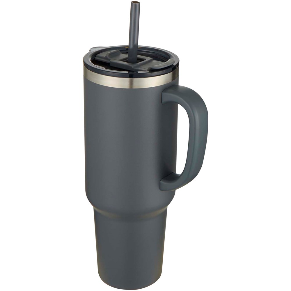 Sydney 1200 ml doppelwandiger RCS-zertifizierter Kupfer-Vakuum Isolierbecher mit Strohhalm grau