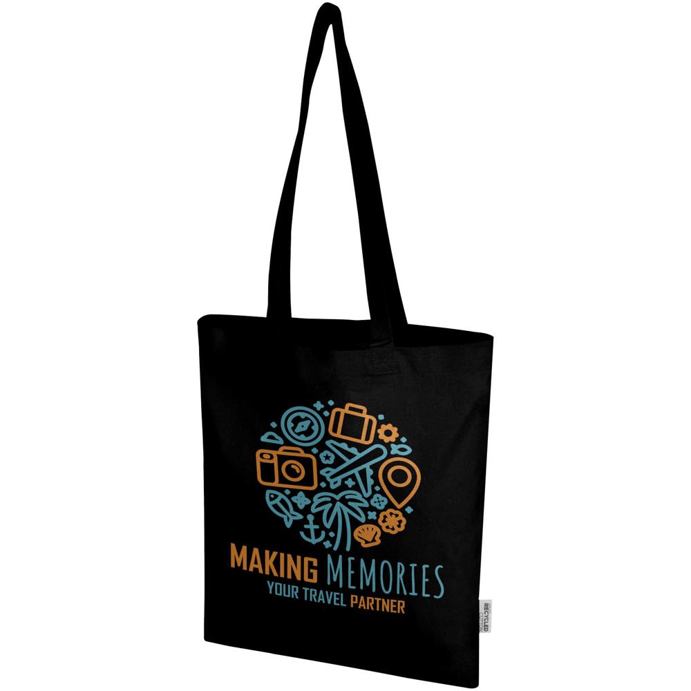 Madras Blend 140 g/m² Tragetasche aus GRS-recycelter Baumwolle 7L schwarz