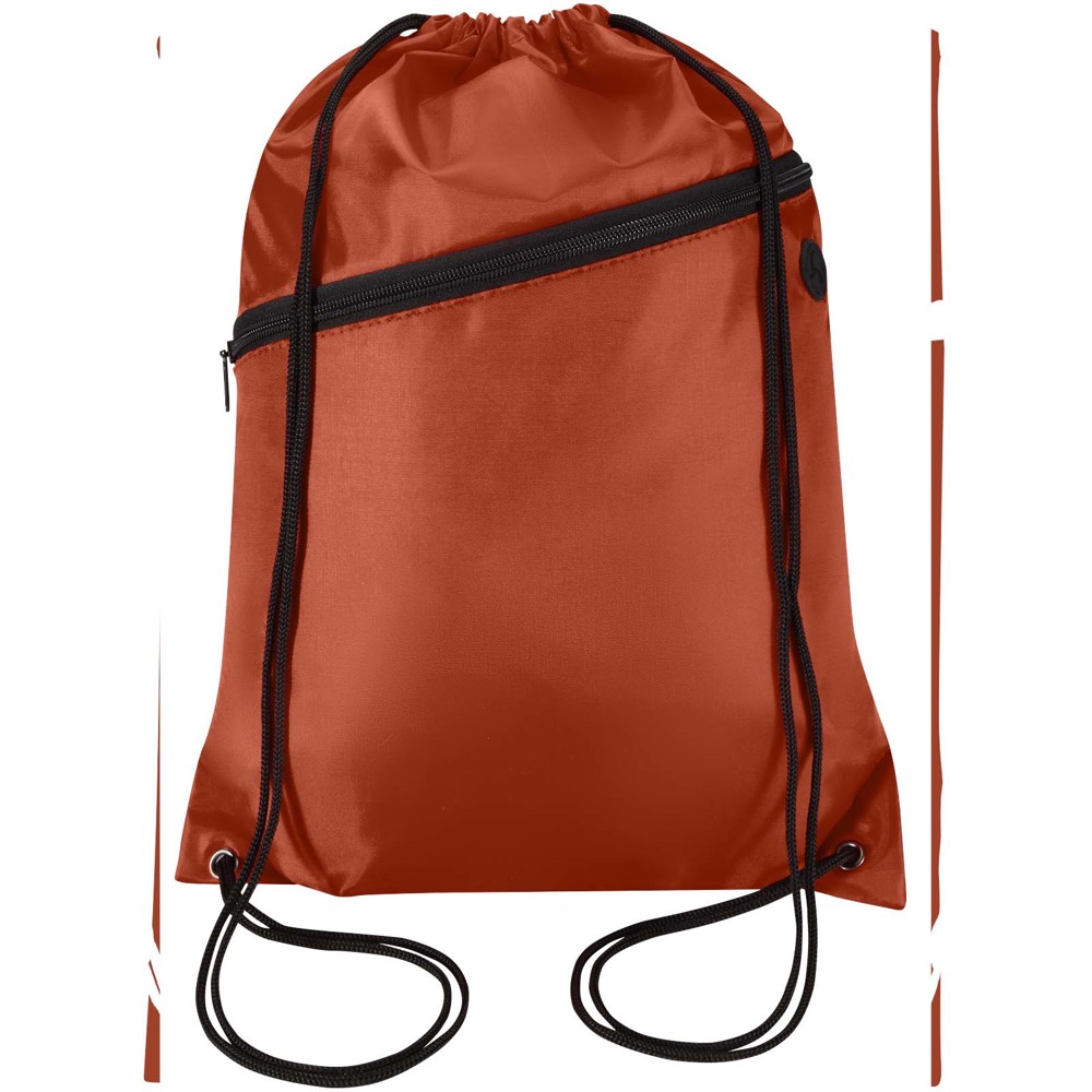 Sac à cordon Oriole en RPET avec poche avant zippée, 5 L Brique