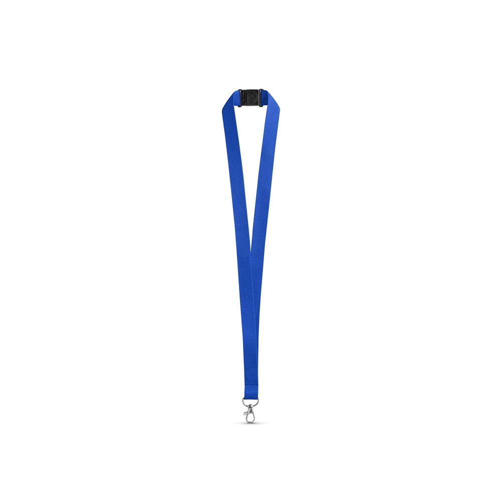 LEEDS Lanyard en polyester avec fermoir de sécurité bleu roi