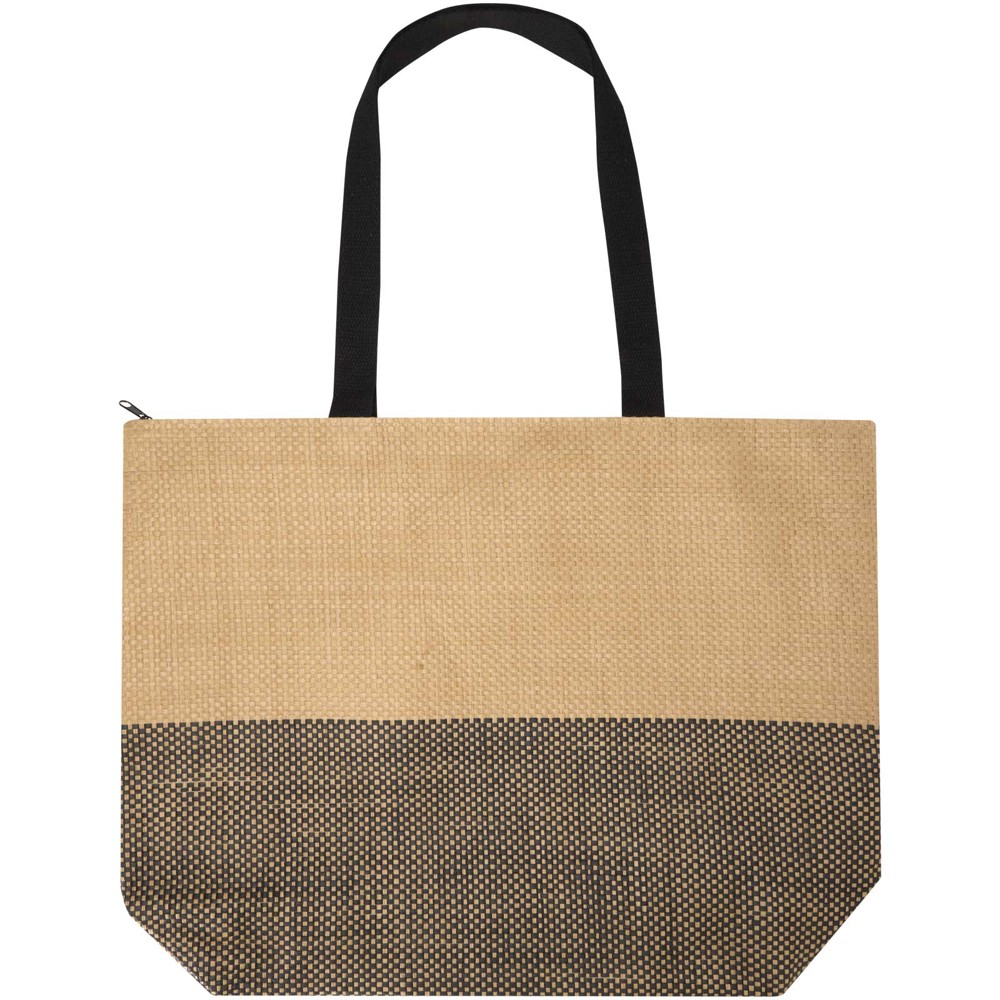 Rhythm grosse Strohpapier Tragetasche mit Reissverschluss, 21 l Schwarz