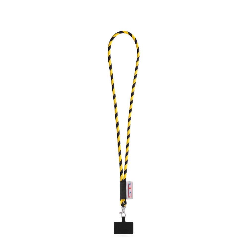 GOSPORT SET Tube de lanière long (Ø 7 mm) avec mousqueton à déclenchement de 9 mm et support pour téléphone portable Noir, Jaune