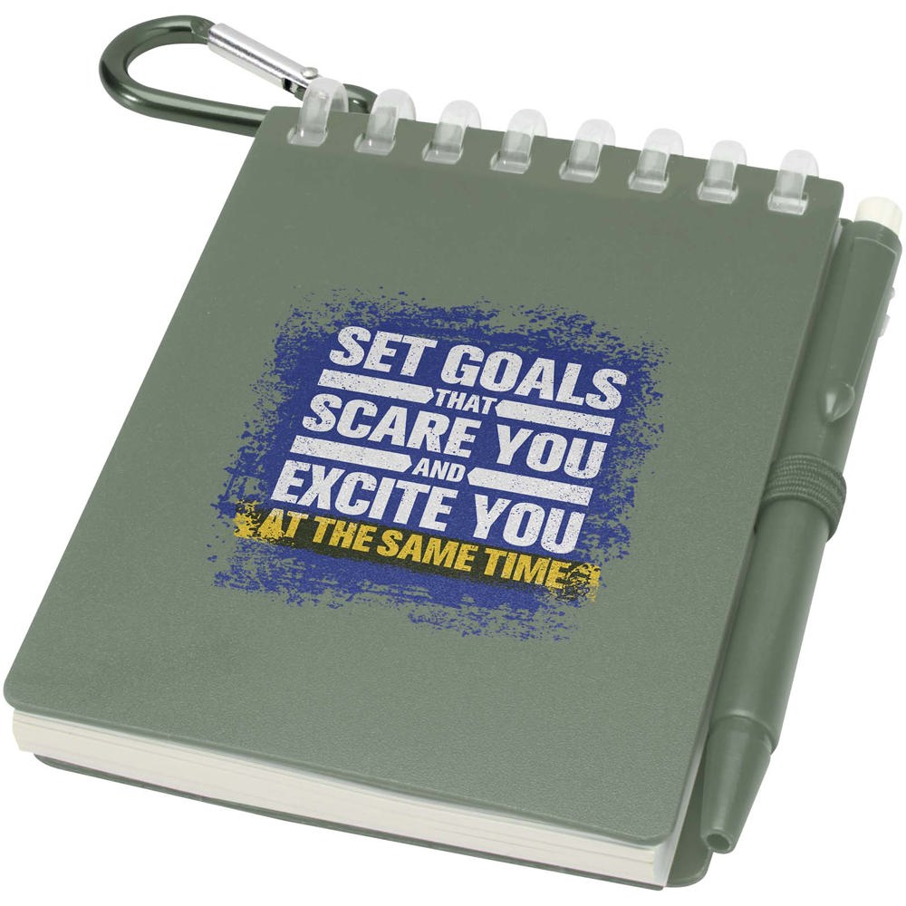 Ensemble carnet souple d’extérieur recyclé et stylo bille (encre noire) Lig Mini Vert bruyère